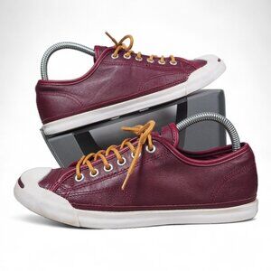 Converse Jack Purcell Leather Low Top Casual Sneakers Maroon 158040C Women's 8